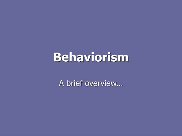 Behaviorism