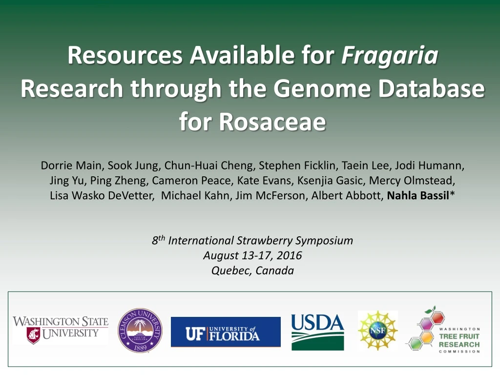 resources available for fragaria research through