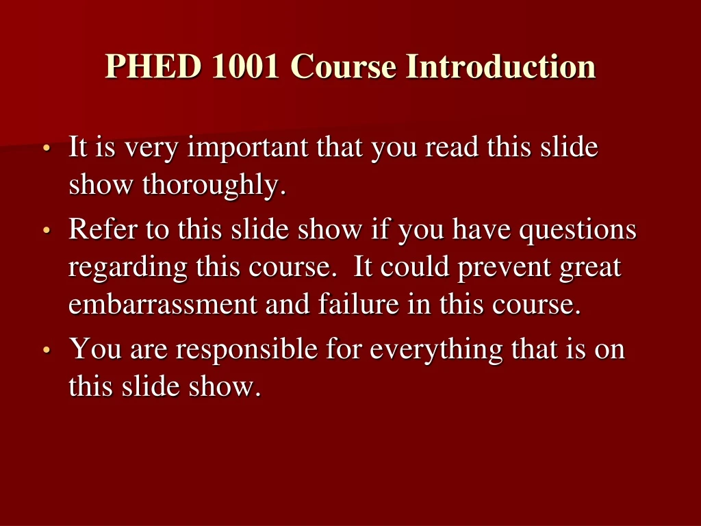 phed 1001 course introduction