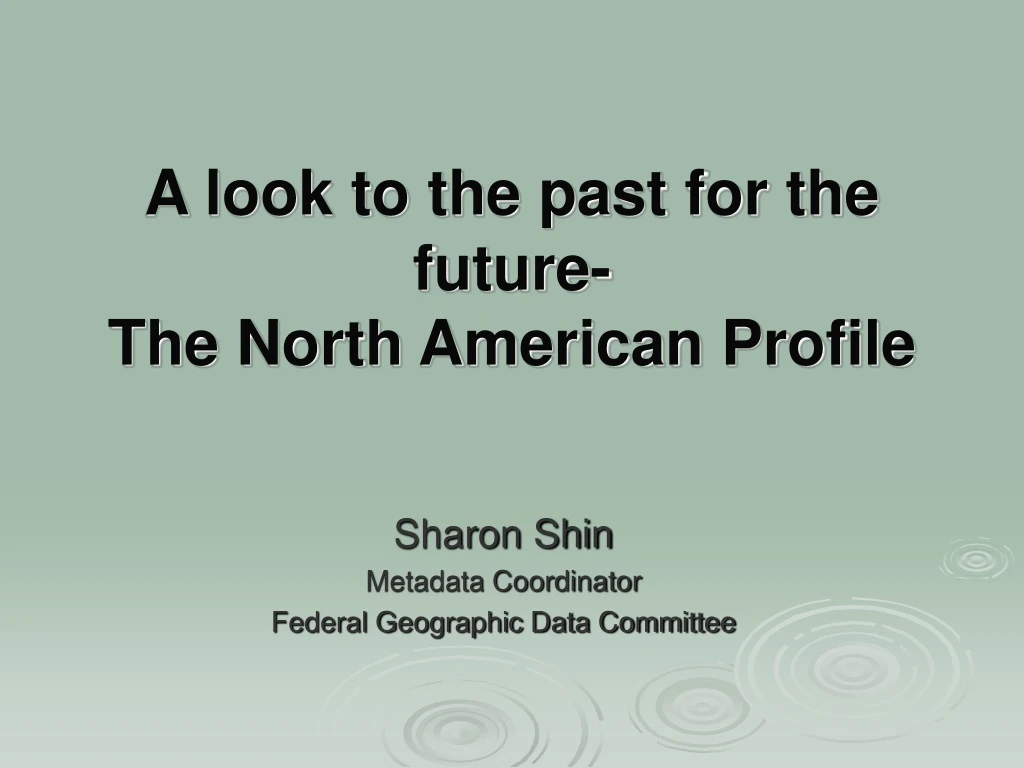 a look to the past for the future the north american profile