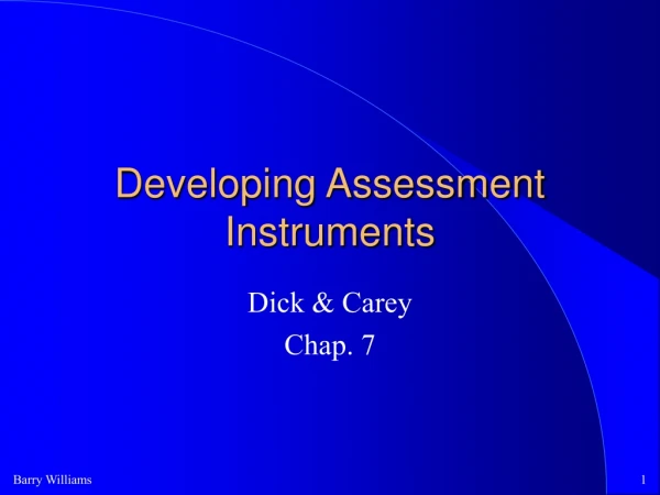 Developing Assessment Instruments