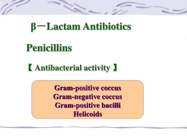 β － Lactam Antibiotics