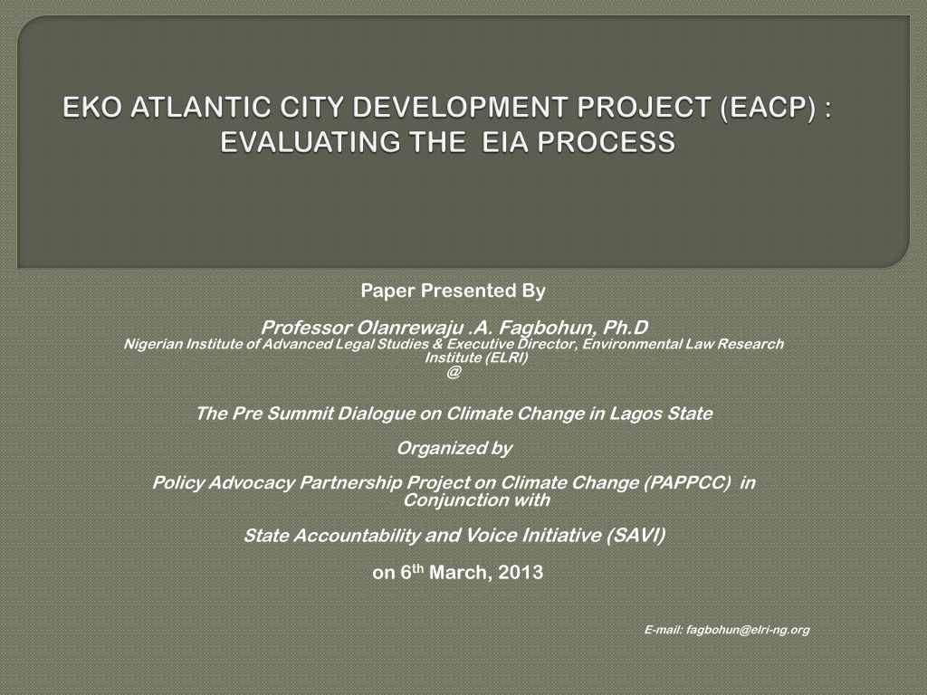 eko atlantic city development project eacp evaluating the eia process