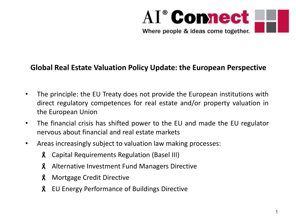 global real estate valuation policy update