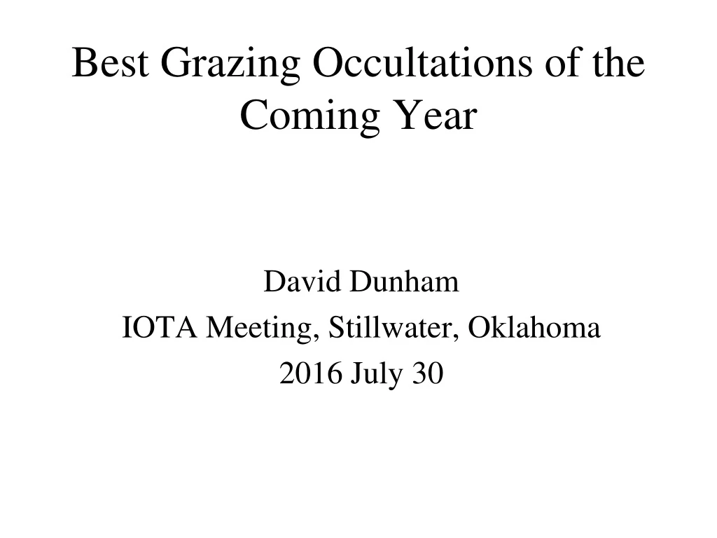 best grazing occultations of the coming year