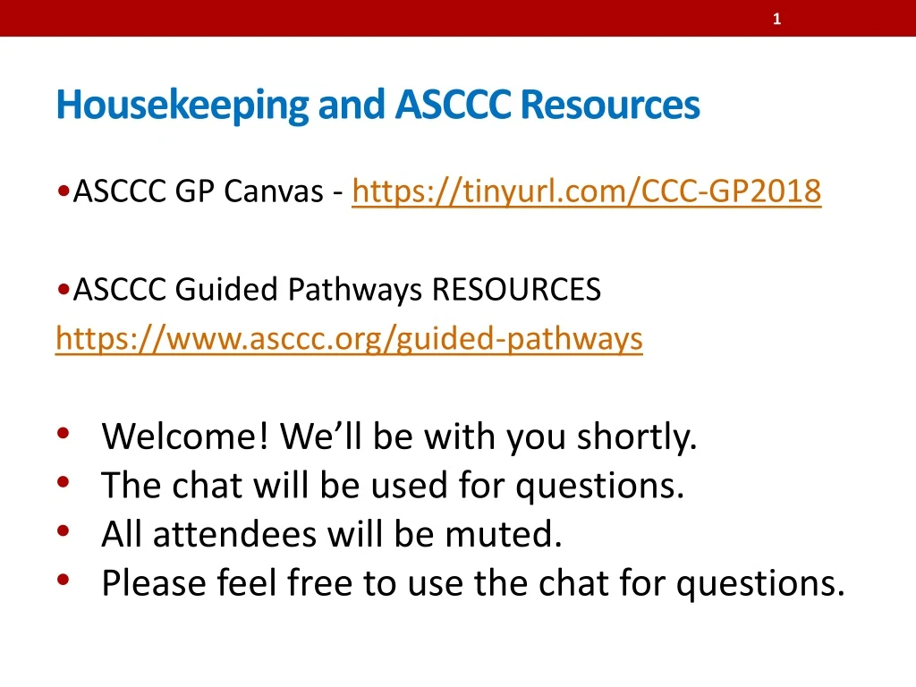 housekeeping and asccc resources