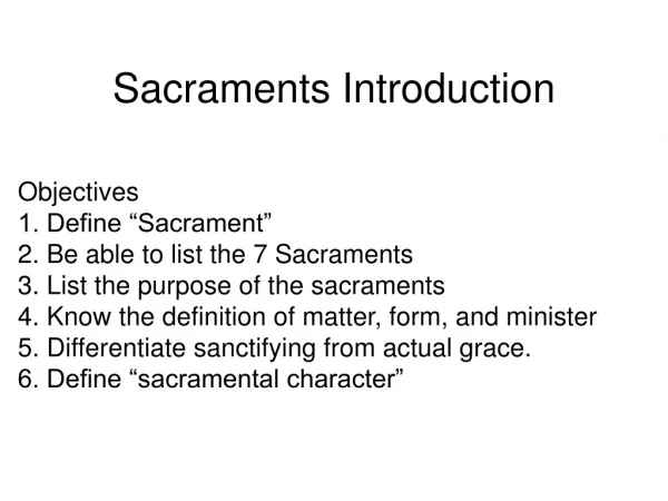 Sacraments Introduction