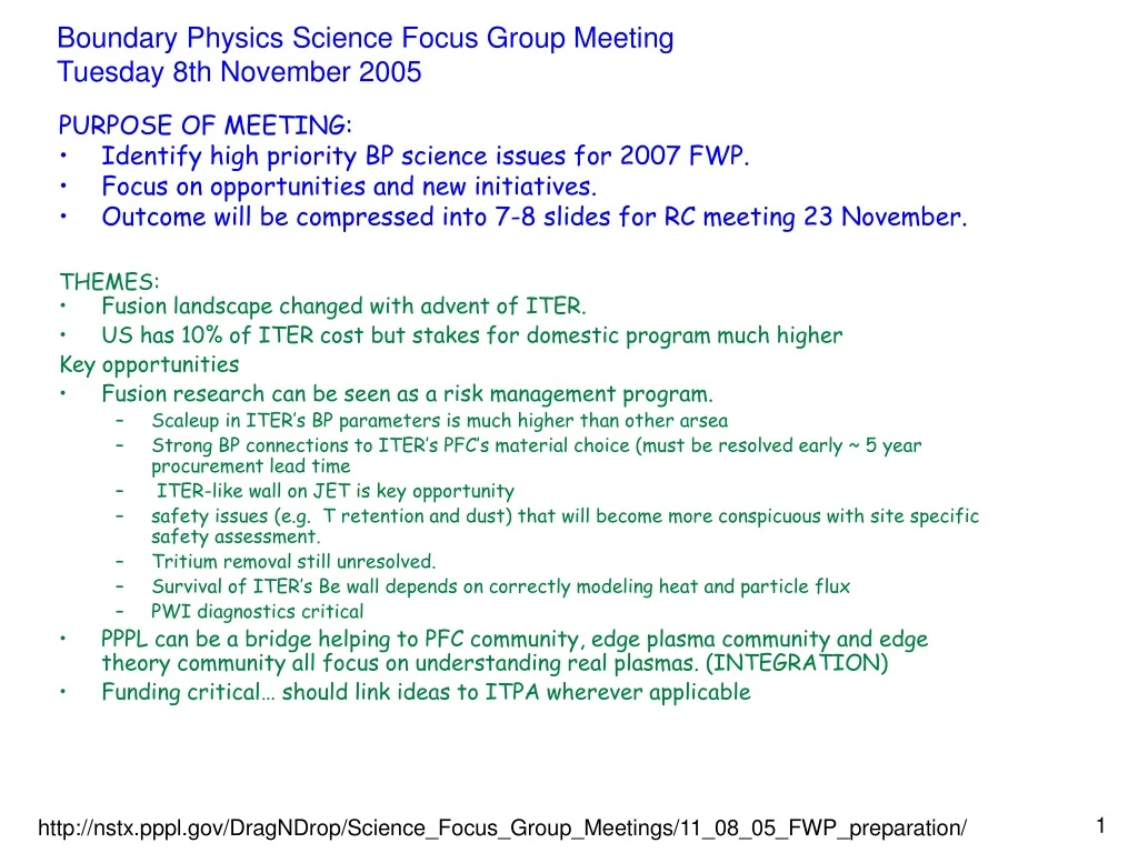 boundary physics science focus group meeting