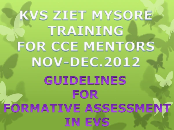 GUIDELINES  FOR  FORMATIVE ASSESSMENT IN EVS