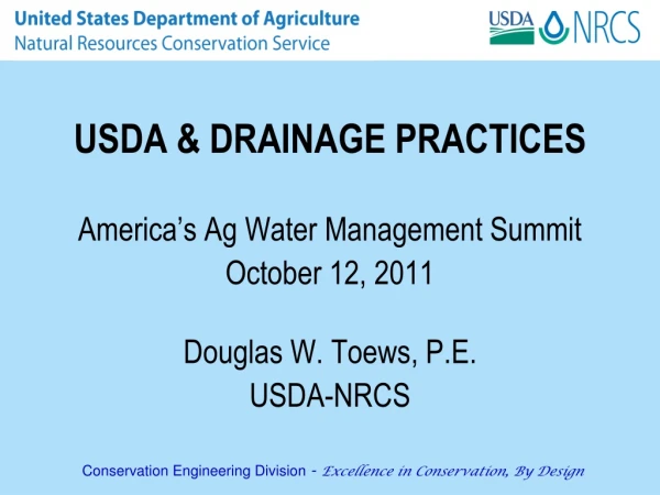 USDA &amp; DRAINAGE PRACTICES