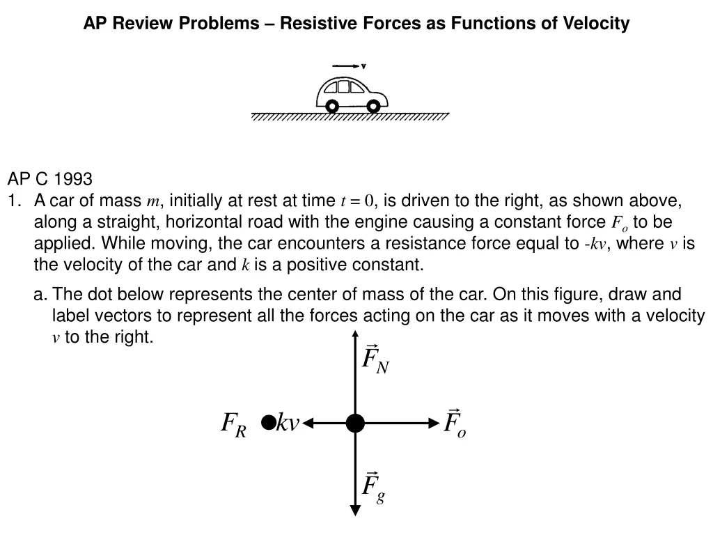 ap review problems resistive forces as functions