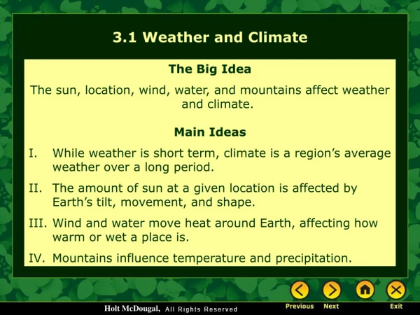 3.1 Weather and Climate