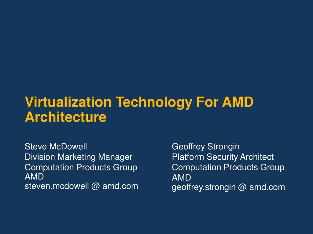 virtualization technology for amd architecture