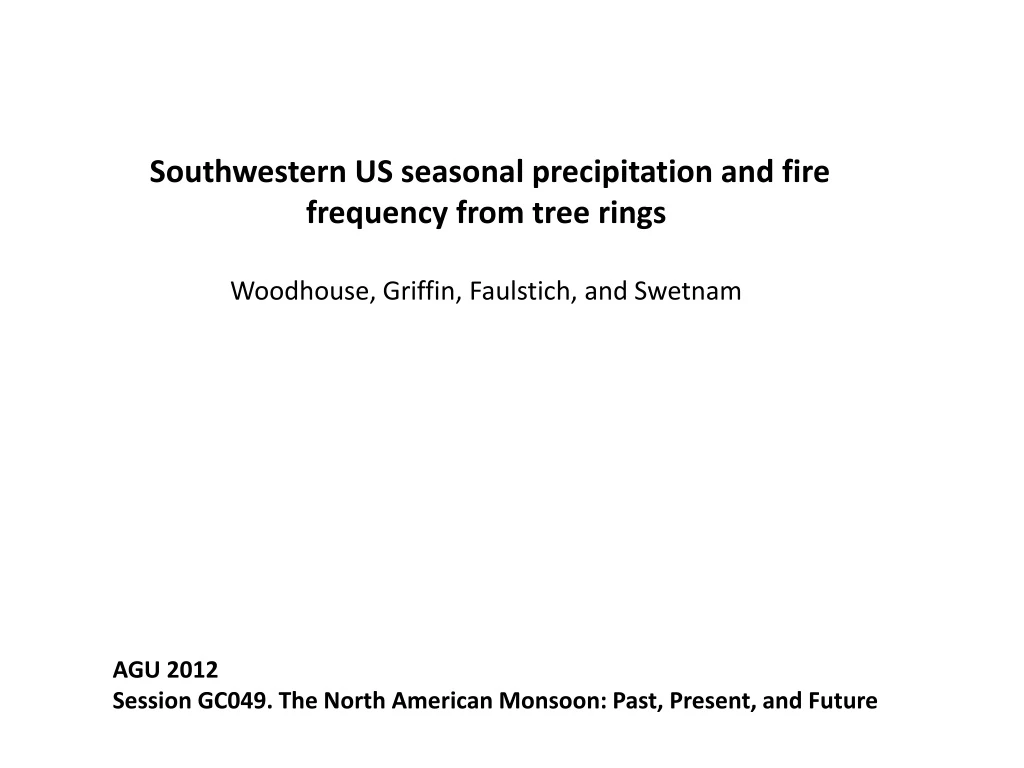 southwestern us seasonal precipitation and fire