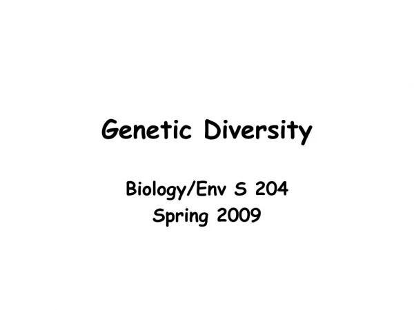 Genetic Diversity