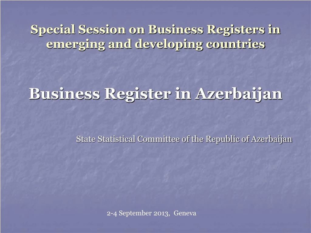 special session on business registers in emerging and developing countries