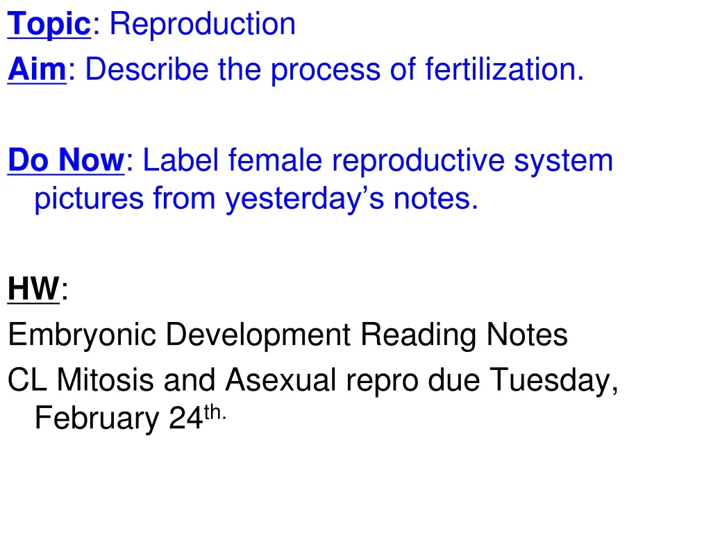 topic reproduction aim describe the process