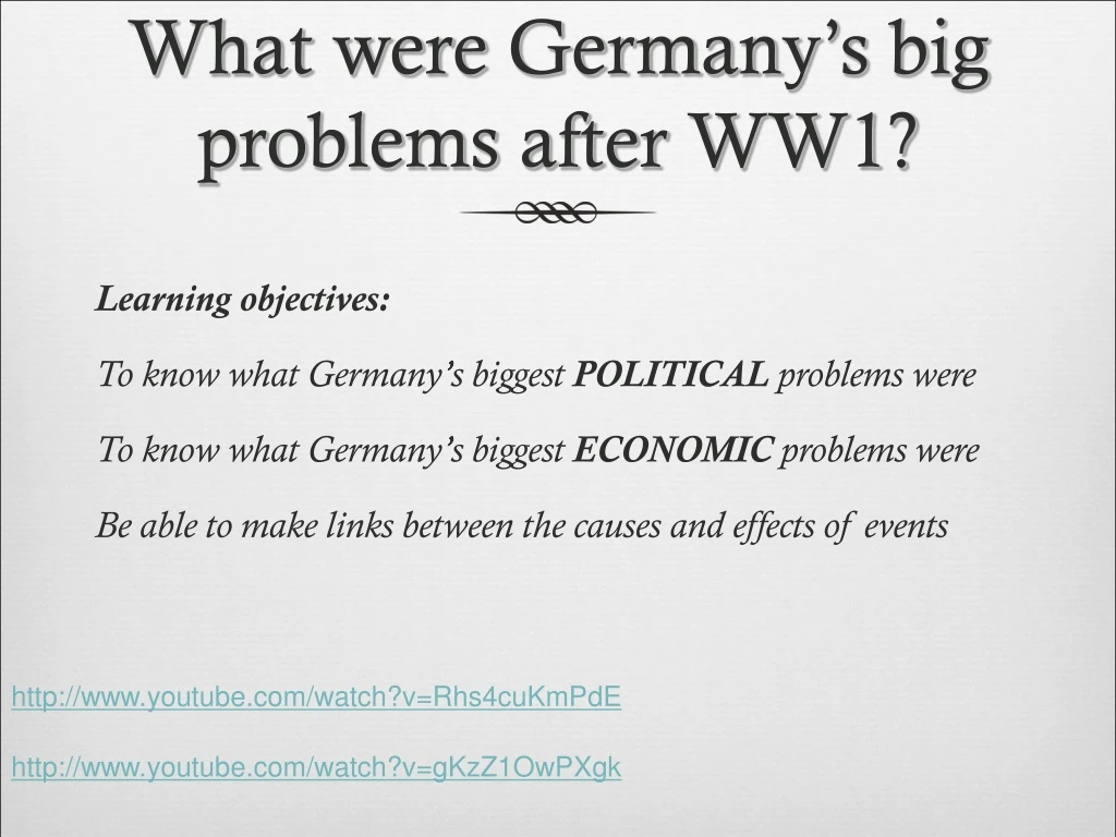 what were germany s big problems after ww1