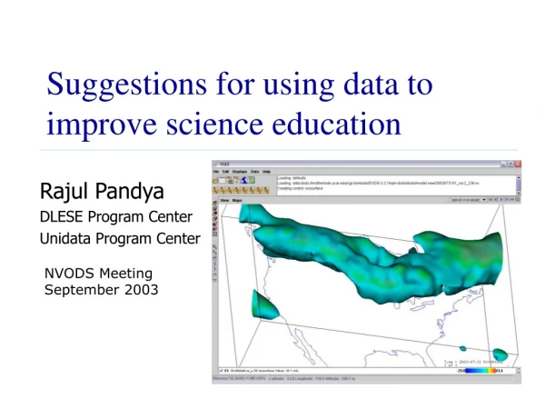 Suggestions for using data to improve science education