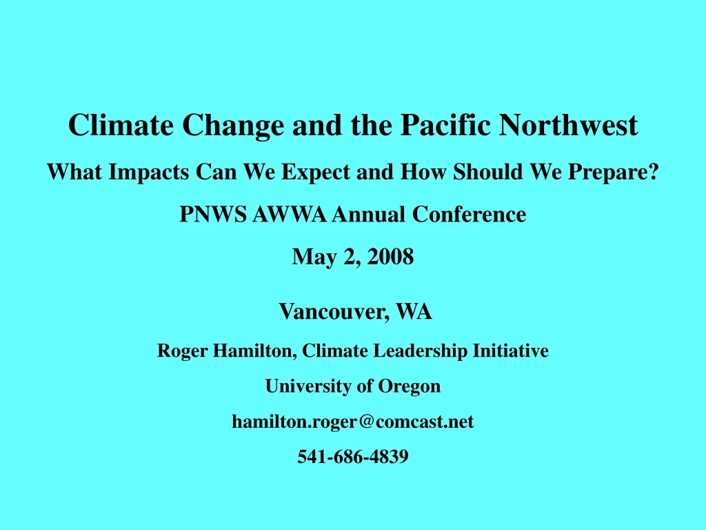 climate change and the pacific northwest what