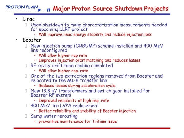 Major Proton Source Shutdown Projects