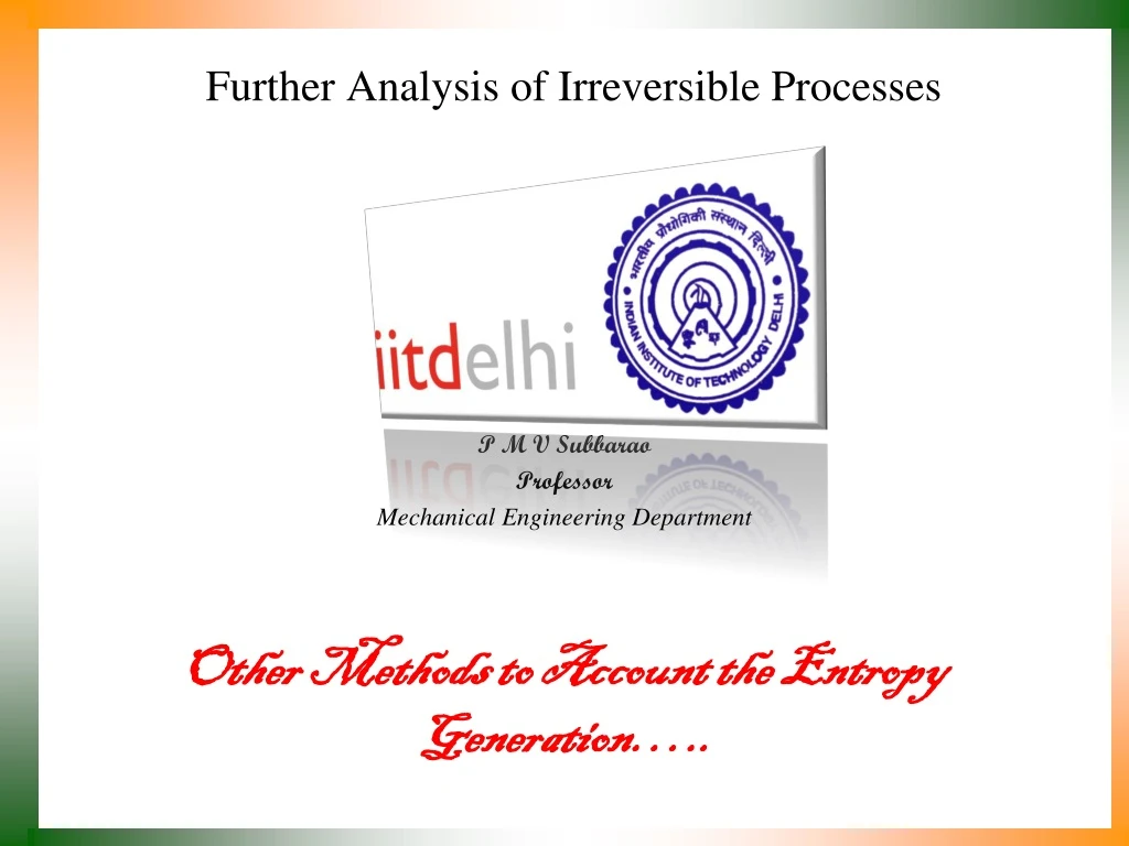further analysis of irreversible processes