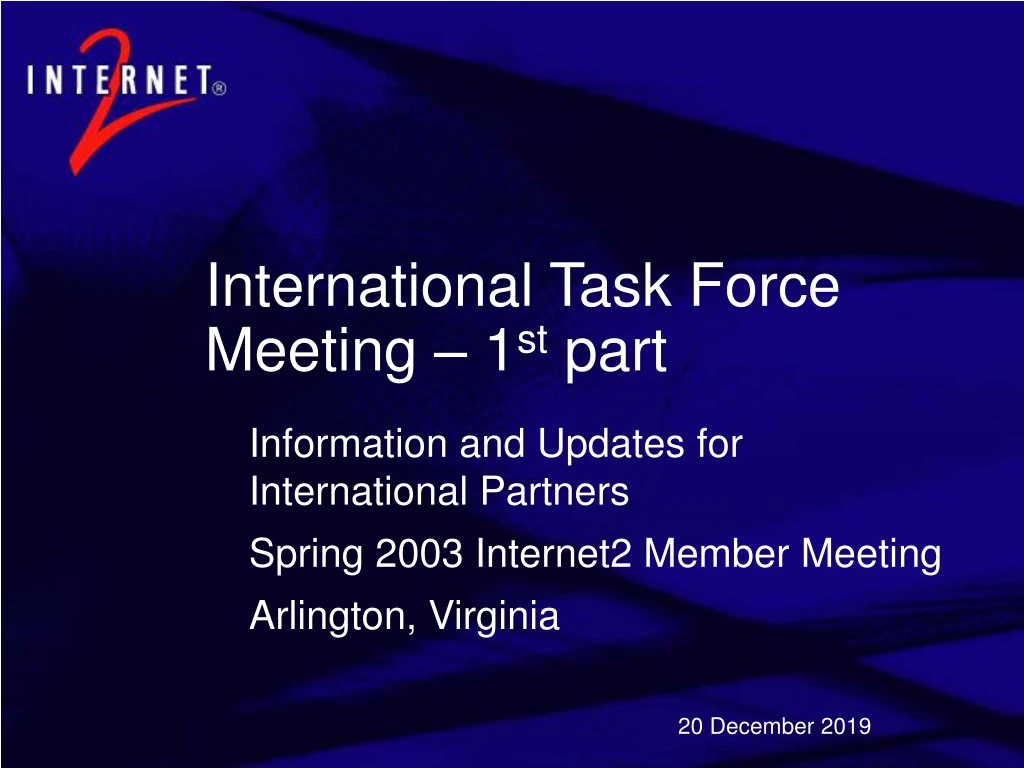 international task force meeting 1 st part