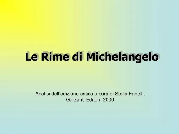 Le Rime di Michelangelo