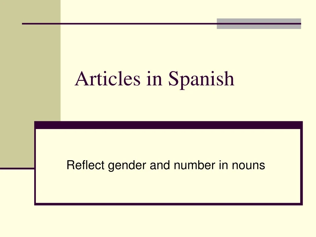 articles in spanish