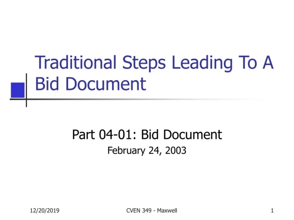 Traditional Steps Leading To A Bid Document