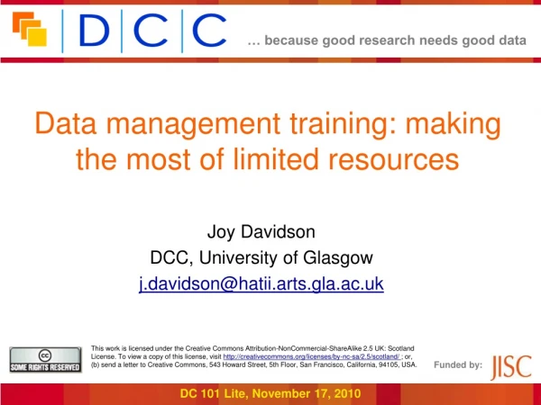 Data management training: making the most of limited resources