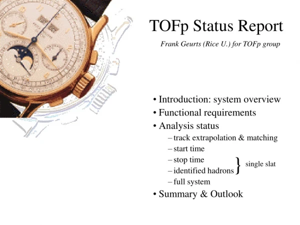 TOFp Status Report