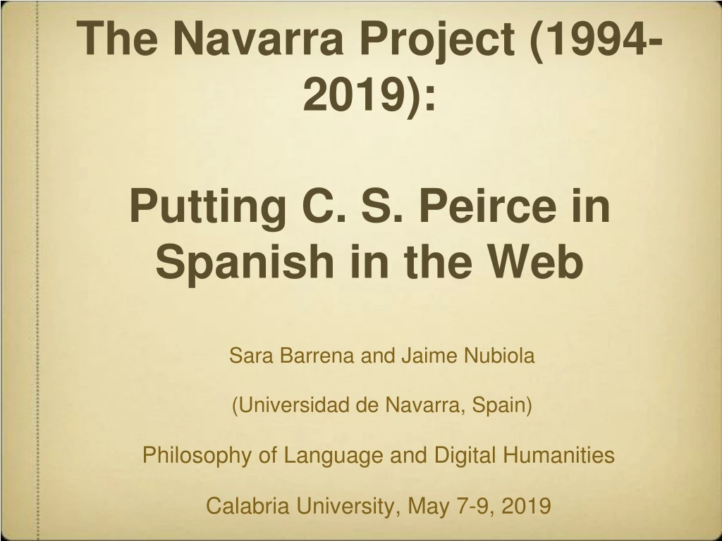the navarra project 1994 2019 putting c s peirce in spanish in the web