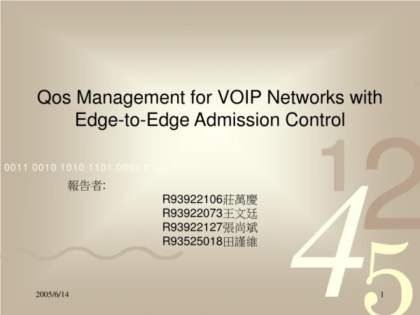 Qos Management for VOIP Networks with Edge-to-Edge Admission Control