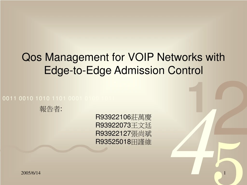 qos management for voip networks with edge to edge admission control