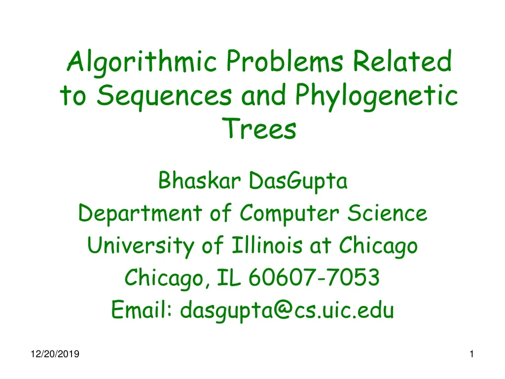 algorithmic problems related to sequences and phylogenetic trees