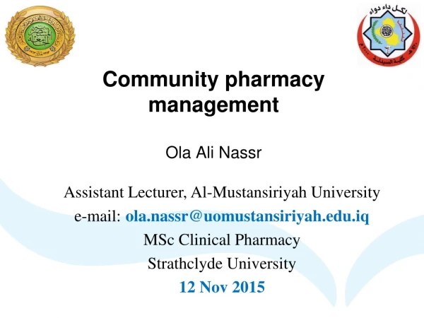 Community pharmacy management Ola Ali Nassr