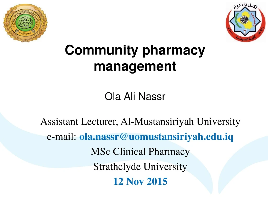 community pharmacy management ola ali nassr