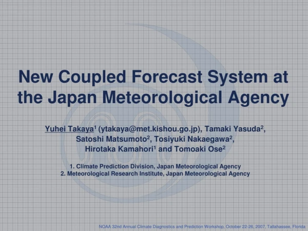 New Coupled Forecast System at the Japan Meteorological Agency