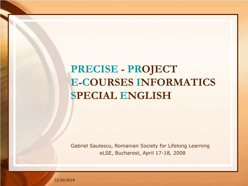 precise pr oject e c ourses i nformatics s pecial e nglish