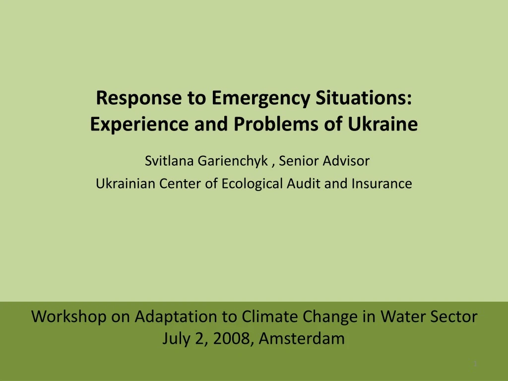 workshop on adaptation to climate change in water sector july 2 2008 amsterdam