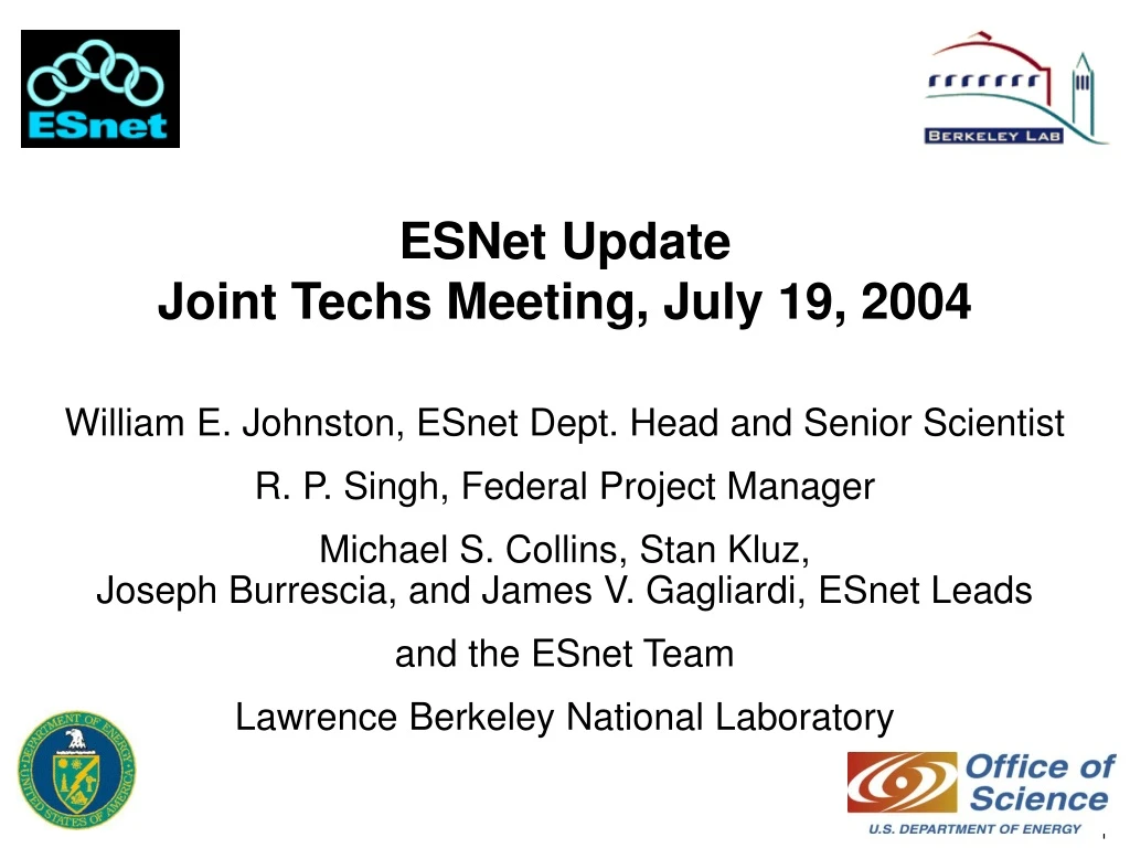 esnet update joint techs meeting july 19 2004