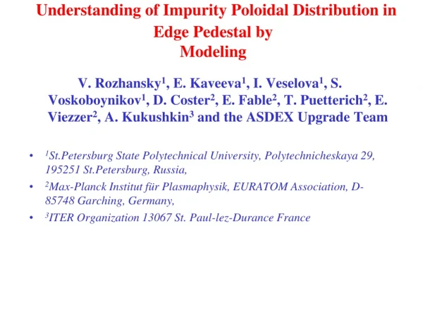 Understanding of Impurity Poloidal Distribution in Edge Pedestal by  Modeling