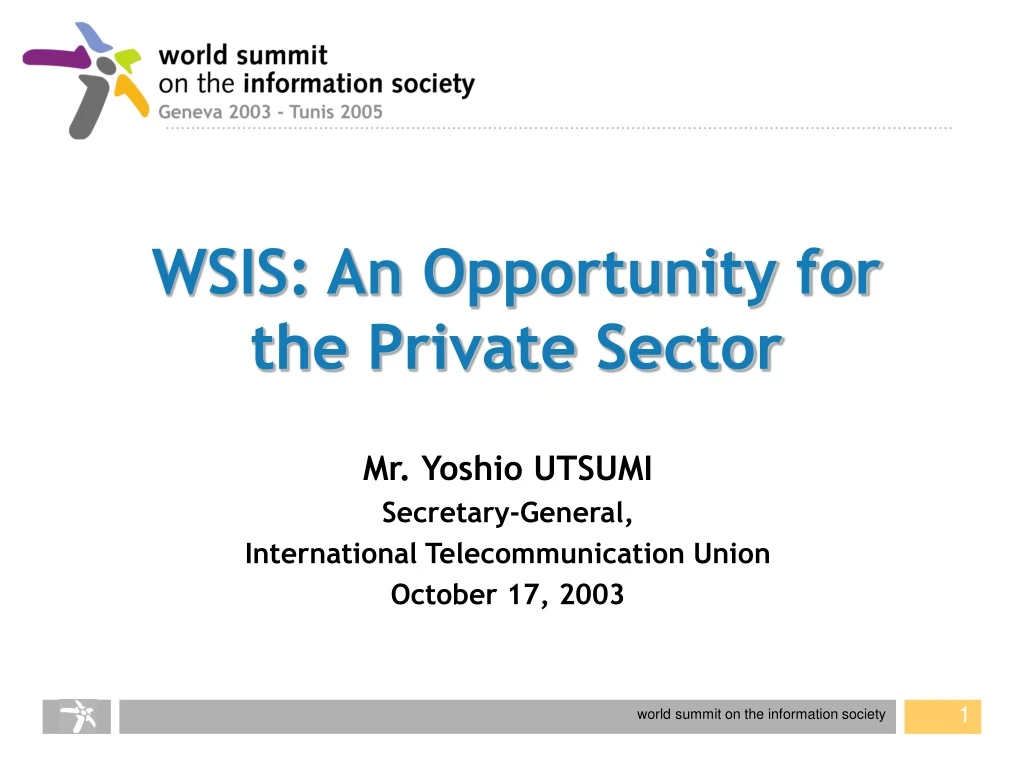 wsis an opportunity for the private sector