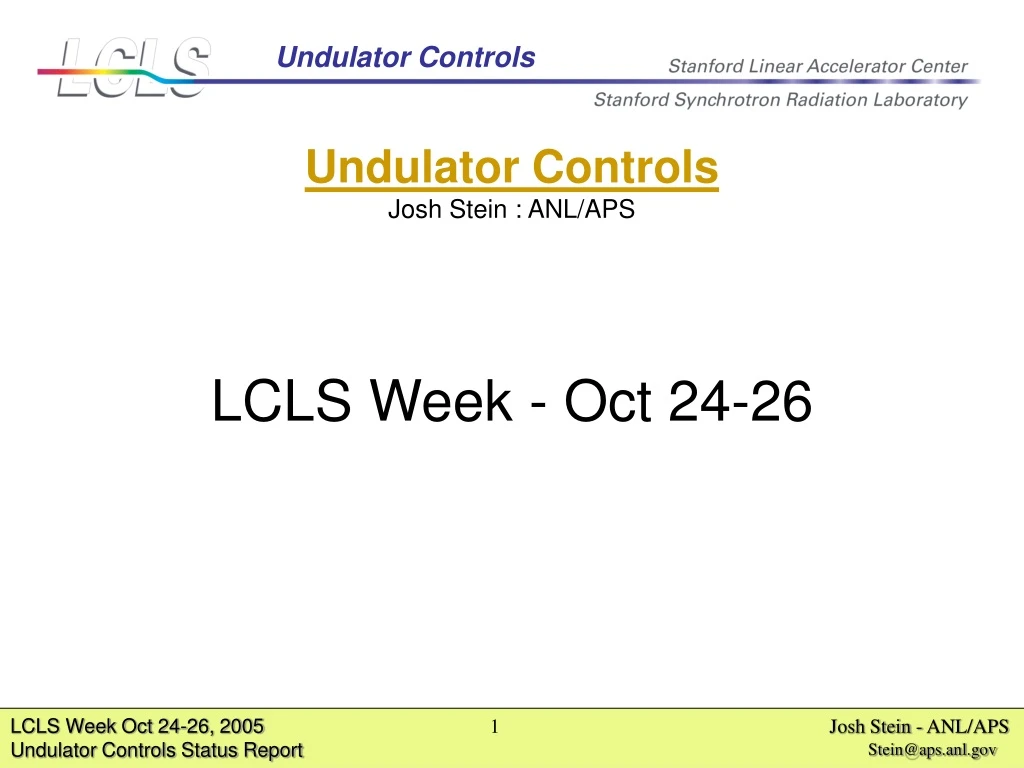 undulator controls josh stein anl aps