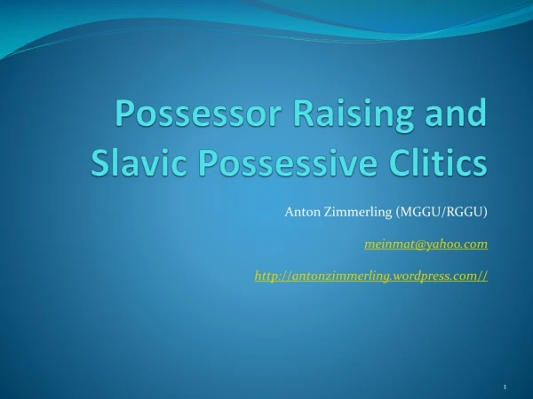 Possessor Raising and Slavic Possessive Clitics