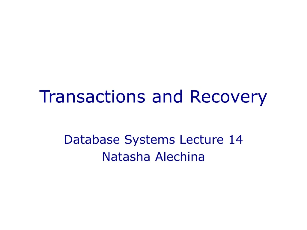 transactions and recovery