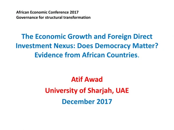 Atif Awad  University of Sharjah, UAE December 2017