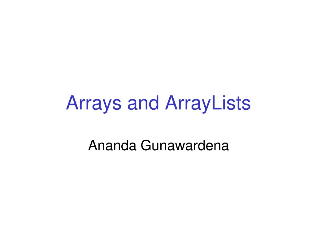 arrays and arraylists