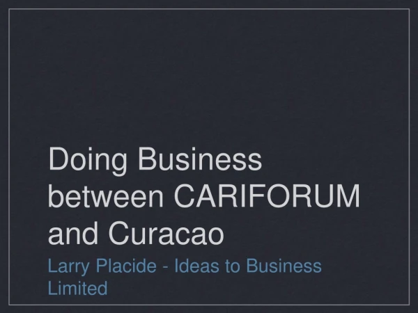 Doing Business between CARIFORUM and Curacao